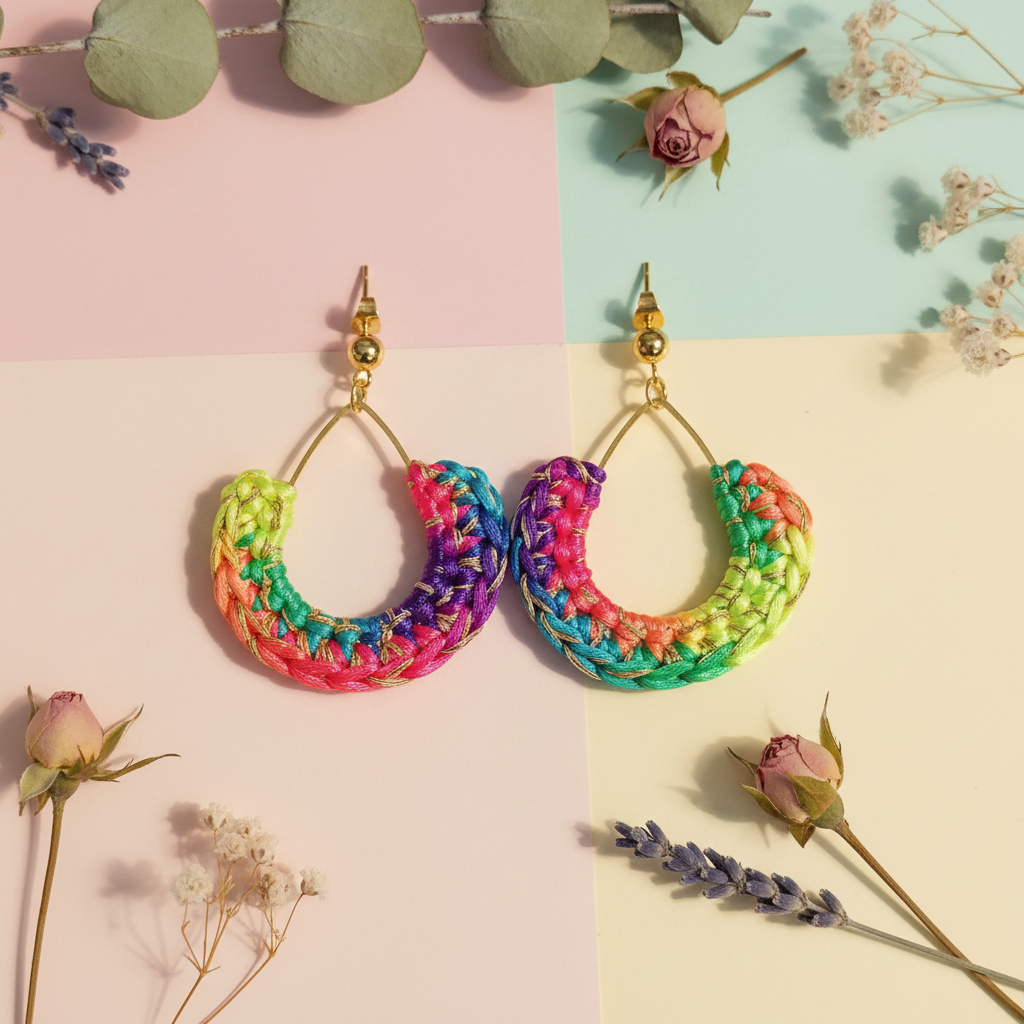 Boucles d'oreilles crochet arc-en-ciel