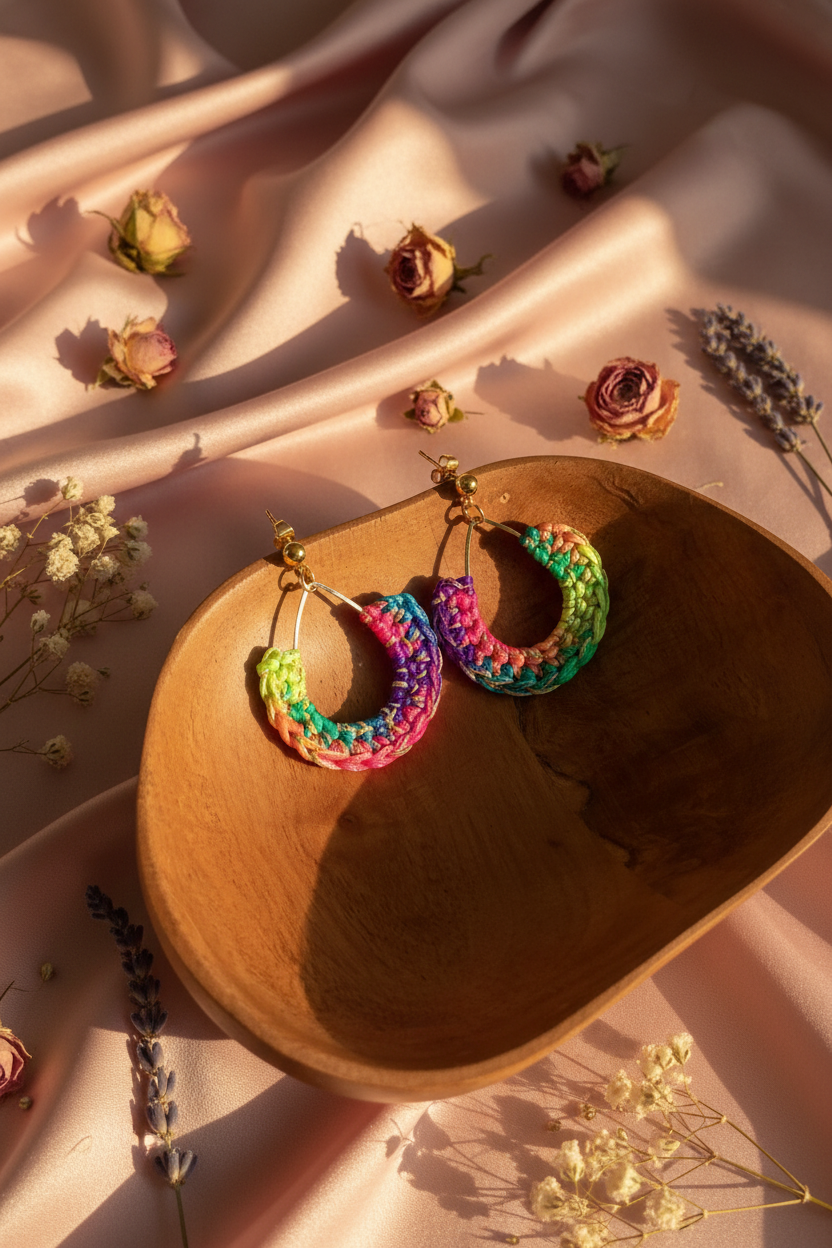 Boucles d'oreilles crochet arc-en-ciel