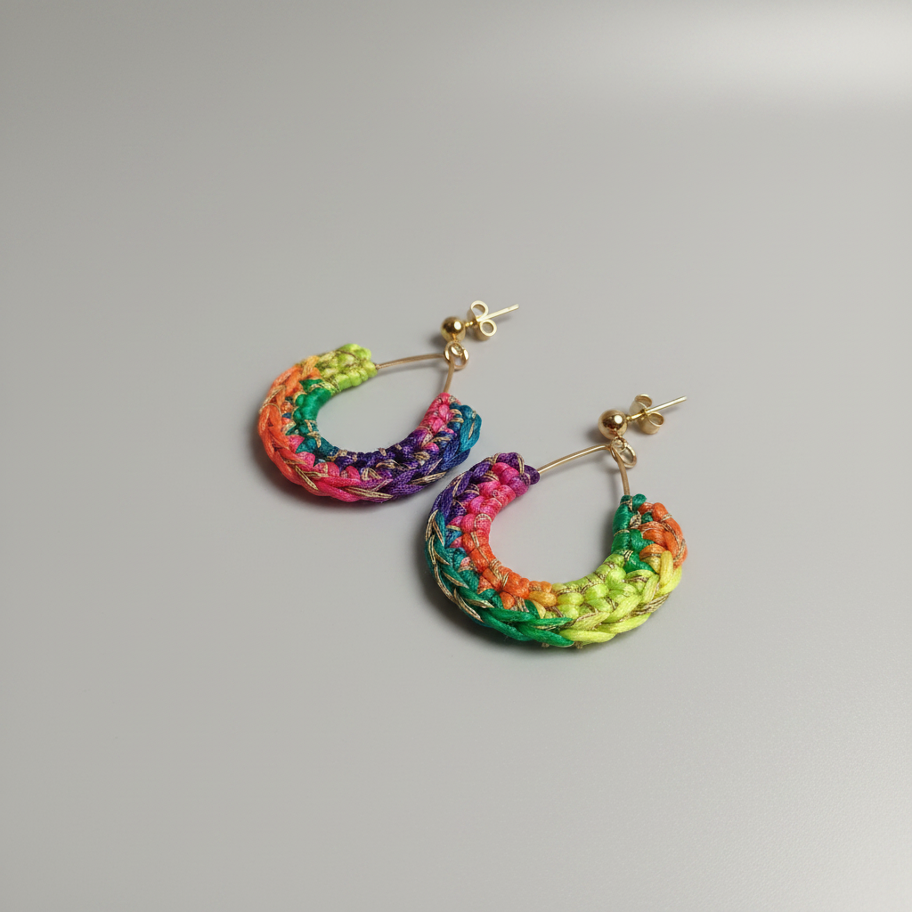 Boucles d'oreilles crochet arc-en-ciel