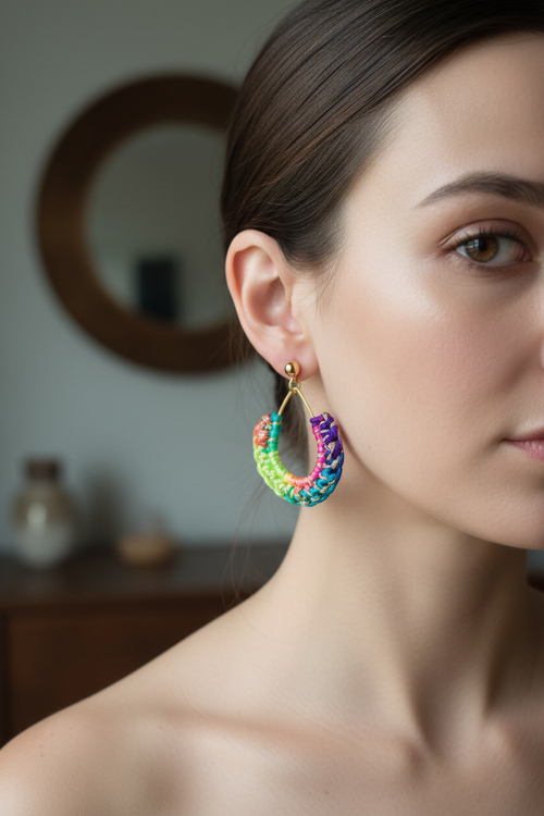 Boucles d'oreilles crochet arc-en-ciel