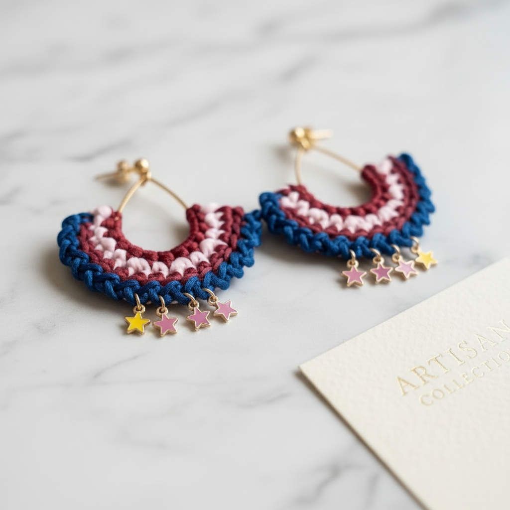Boucles d'oreilles crochet "Étoiles Filantes"